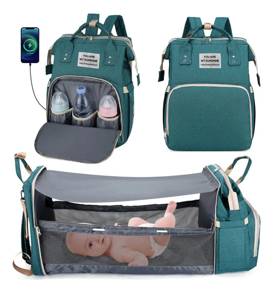 Mochila Maternidad 3 en 1 — Mochila + Cuna + Cambiador